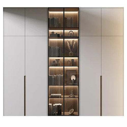 现代简约米灰色装饰展示柜