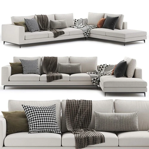 Minotti 浅灰色多人转角沙发