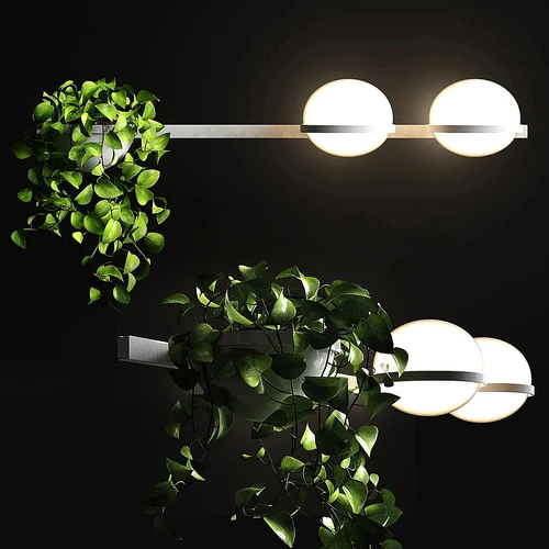 现代绿植壁灯