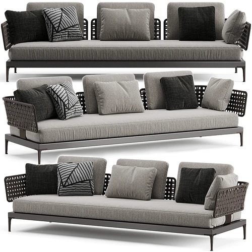 Minotti 户外灰色三人沙发