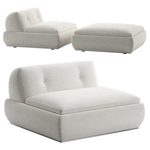 Minotti 现代布艺单人沙发脚凳