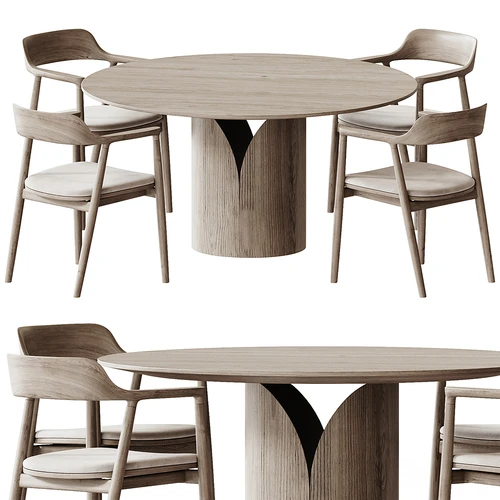 archiproducts 北欧实木布艺餐桌椅