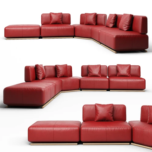 Natuzzi Cava 现代意式红色皮革沙发