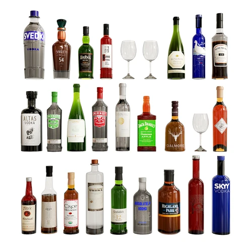 现代红酒洋酒组合