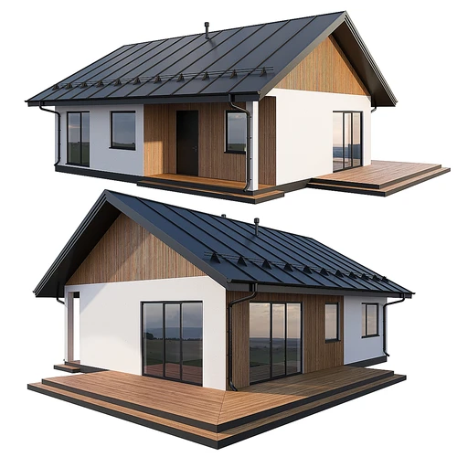 带卡缝屋顶的现代小屋