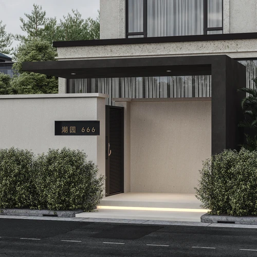 现代简约别墅入户花园门头