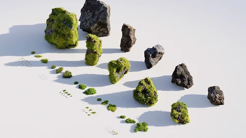 现代苔藓石头