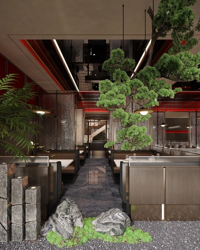 新中式餐饮大厅卡座区
