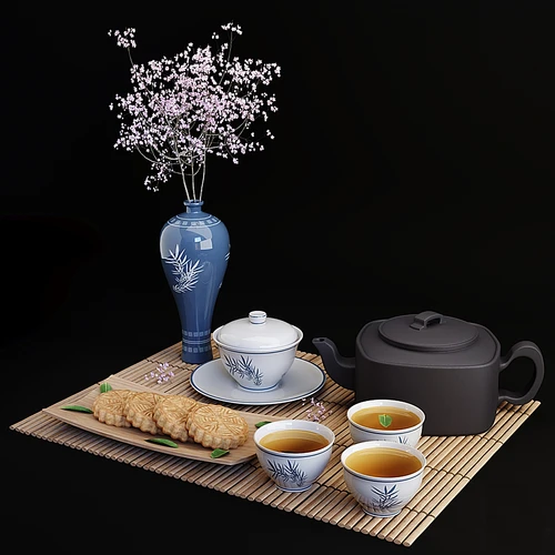 新中式茶具茶杯茶壶月饼花瓶