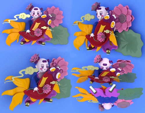 中式陶瓷年画墙饰