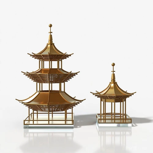 大相莲花 新中式金属宝塔摆件