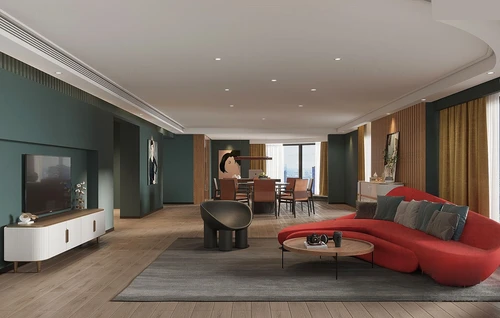 现代简约客厅餐厅3d模型