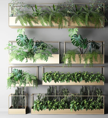 现代植物墙壁挂植物绿植花草组合