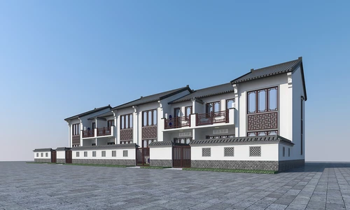 新中式联排别墅住宅楼外观