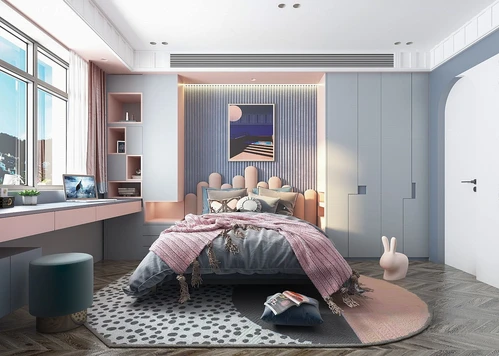 现代女孩房卧室3d模型