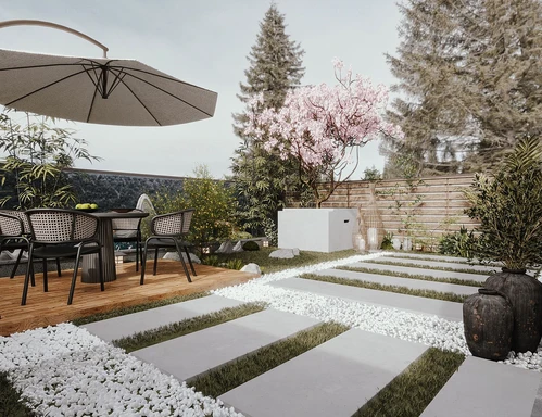 现代别墅庭院花园3d模型