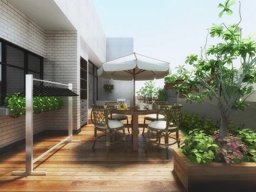 现代屋顶阳台花园3d模型