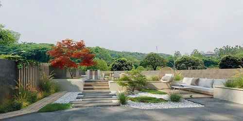 现代别墅庭院花园3d模型