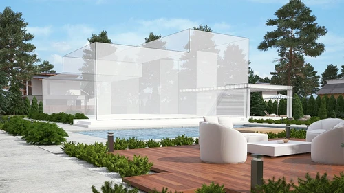 现代别墅庭院花园3d模型