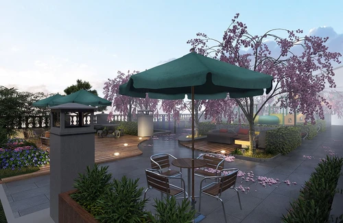 现代别墅露台花园3d模型
