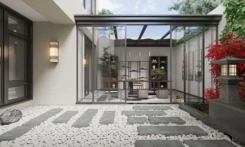 新中式茶室花园阳台3d模型