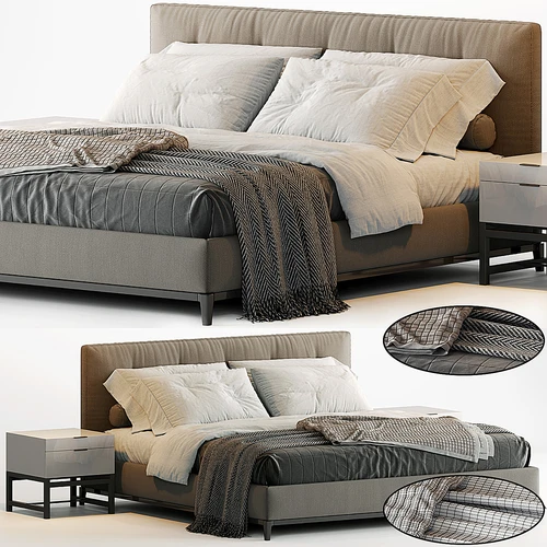 Minotti 现代布艺双人床