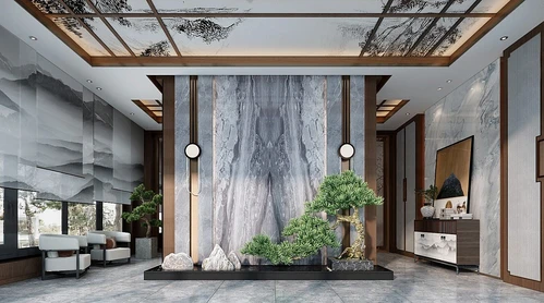 新中式门厅景观小品