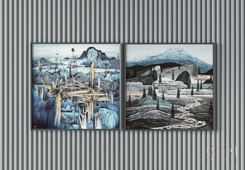 现代抽象山水挂画