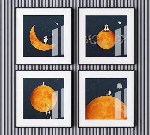 现代宇航员星球装饰画