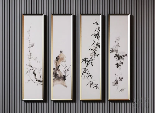 新中式松石梅竹挂画