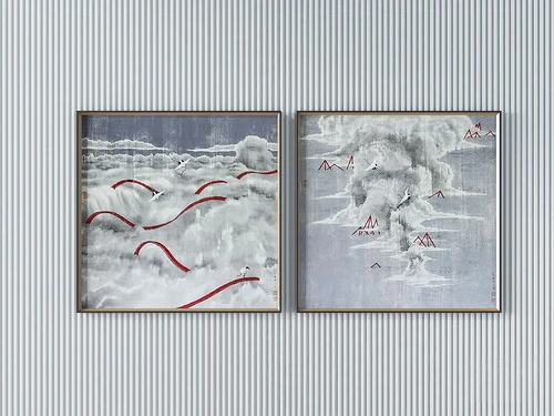 新中式云海仙鹤装饰画