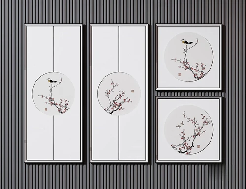 新中式梅花装饰挂画