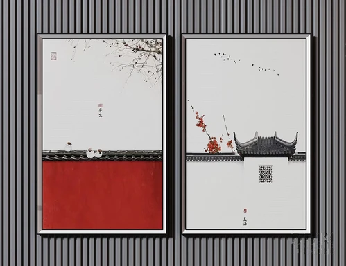 新中式梅花建筑挂画