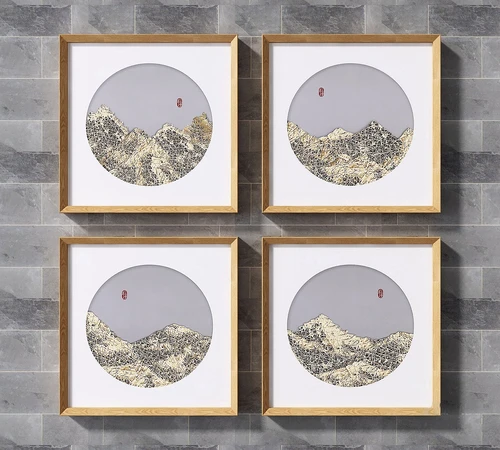 新中式抽象山峰挂画