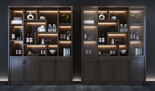 新中式实木酒柜装饰柜3d模型