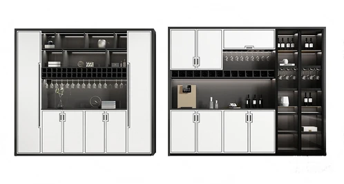 新中式实木酒柜3d模型