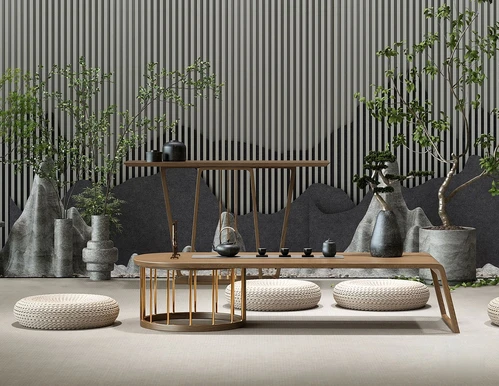 新中式榻榻米泡茶桌椅3d模型