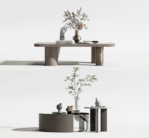 现代轻奢茶几边几3d模型