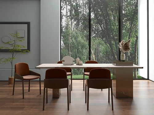 现代条形餐桌椅3d模型