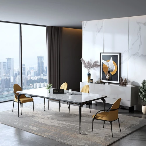 现代条形餐桌椅3d模型