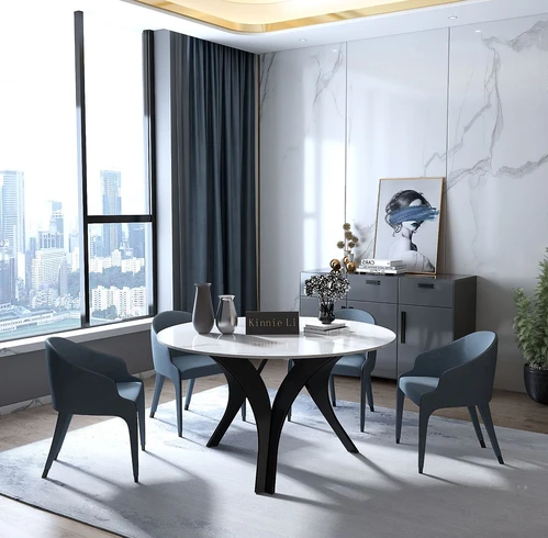 现代圆形餐桌椅3d模型