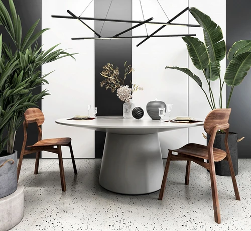 现代圆形餐桌椅3d模型