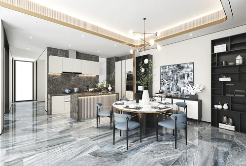 HWCD设计 现代轻奢餐厅厨房3d模型