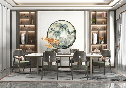 新中式轻奢餐厅3d模型