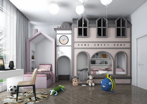 北欧双床儿童房3d模型