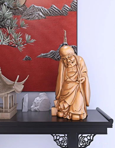 新中式长眉罗汉佛像雕塑艺术摆件