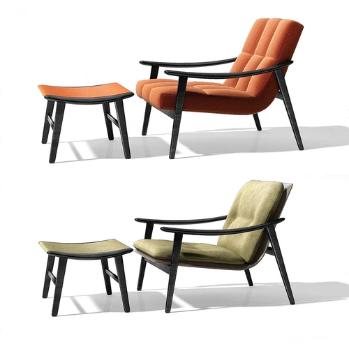 意大利 米洛提 Minotti 单椅脚凳组合