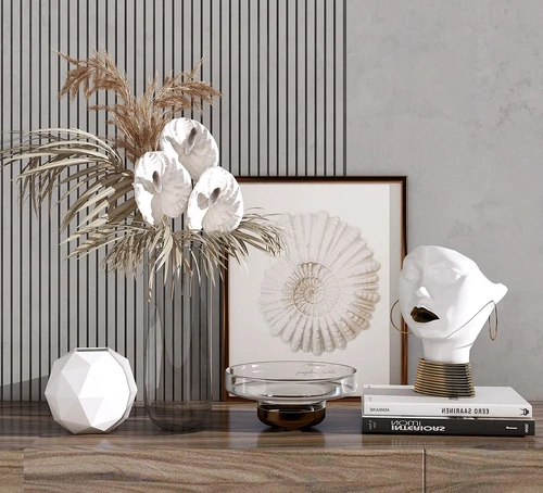 现代花瓶书籍工艺品摆件3d模型