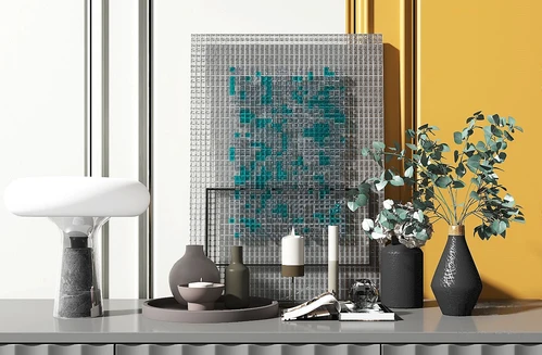 现代花瓶蜡烛台灯摆件3d模型