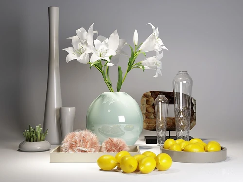 现代花瓶柠檬工艺品摆件3d模型